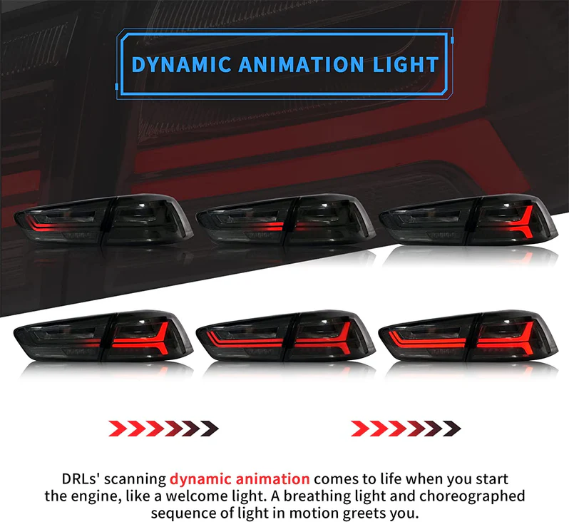 VLAND Taillight for 2008-2017 Mitsubishi Lancer & EVO X LED with amber sequential turn signal - Image 3